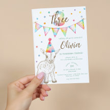 Convite de 3º aniversário da cabra animal de festa