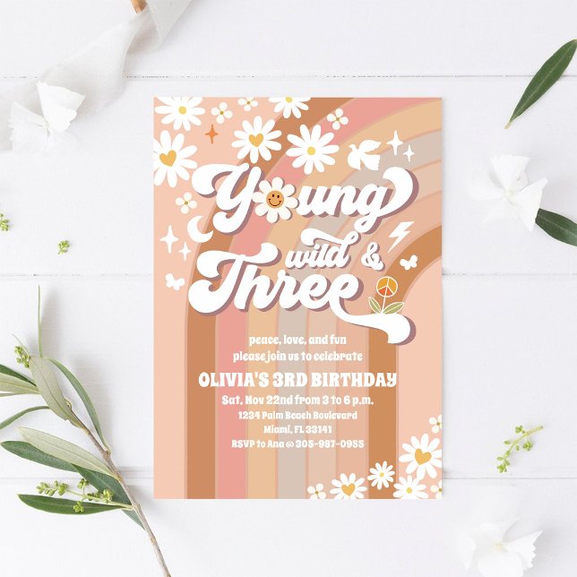 Convite de 3º Aniversário da Groovy Daisy (Criador carregado)