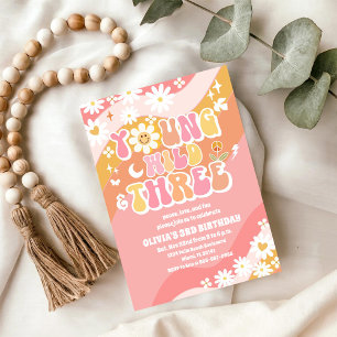 Convite de 3º Aniversário da Groovy Daisy