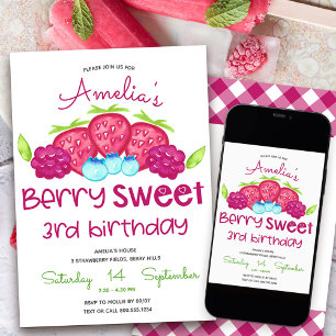 Convite de 3º Aniversário da Menina Berry Sweet