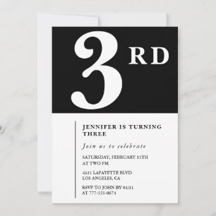 Convite de 3º aniversário elegante Menina Chic Pre