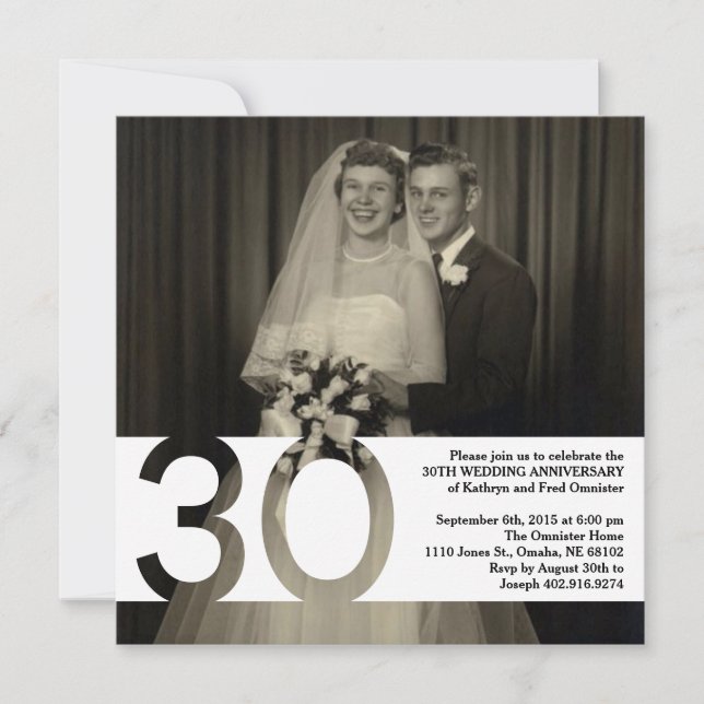 Convite de 30º Aniversário de Casamento 5.25 x 5.2 (Frente)