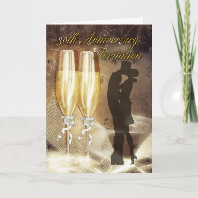 Convite de 30º Aniversário de Casamento - Champag (Frente)
