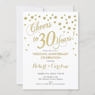 Convite de 30º Aniversário de Casamento - Dourado 