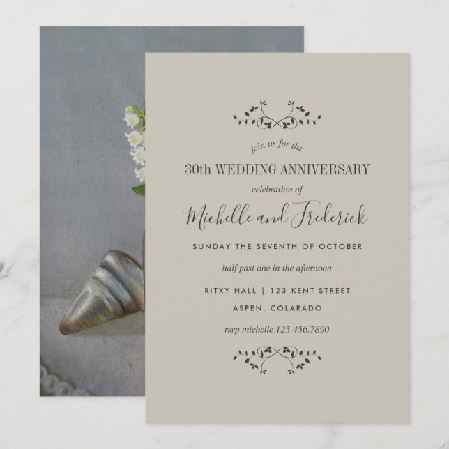 Convite de 30º Aniversário de Casamento Pérola (Frente/Verso)