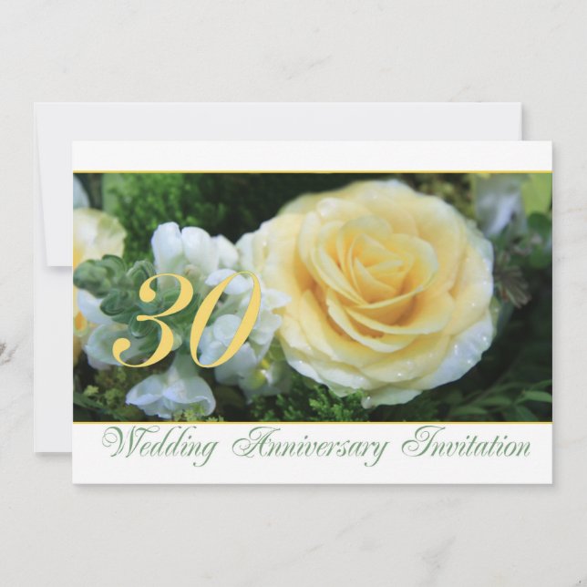 Convite de 30º Aniversário de Casamento - Rosa Ama (Frente)