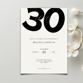 Convite de 30º Aniversário Elegante - Estilo Minim