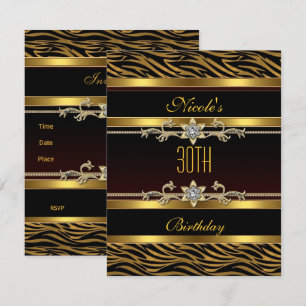 Convite de 30º Aniversário Joia Preta Elegante Dou