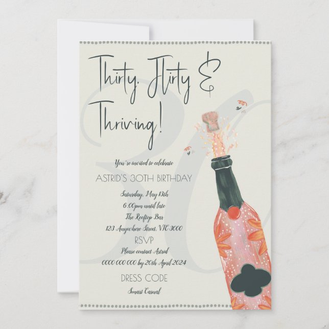 CONVITE DE 30 ANOS! TRINTA, NA MODA E PROSPERANDO! (Frente)