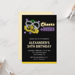 Convite de 34º aniversário Black Cheers Beer Drink