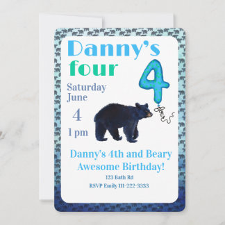 Convite de 4º Aniversário Beary Incrível