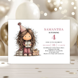 Convite de 4º Aniversário da Menina Caprichosa Kit
