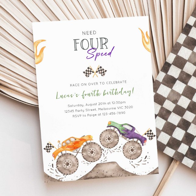 Convite de 4º Aniversário do Caminhão Monstro Need (Criador carregado)