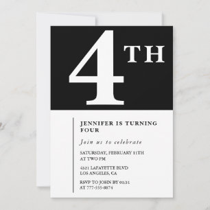 Convite de 4º aniversário elegante Menina Chic Pre