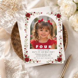 Convite de 4º Aniversário Menina com Foto