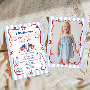 Convite de 4º aniversário tema patriótico 4 de jul