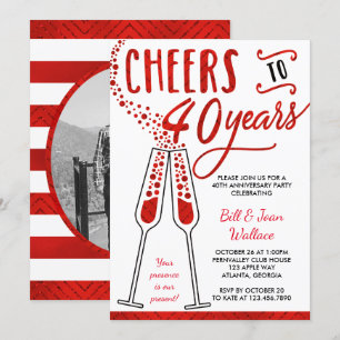 Convite de 40º Aniversário, Brilho/Folha Falsa