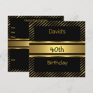 Convite de 40º Aniversário Elegante com Faixa Dour