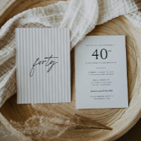 Convite de 40º Aniversário Feminino Minimalista co