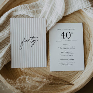 Convite de 40º Aniversário Feminino Minimalista co