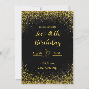 Convite de 40º Aniversário – Quarenta em Dourado  