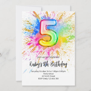 Convite de 5º Aniversário Arco-íris