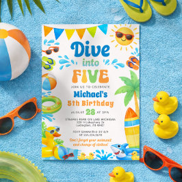 Convite de 5º Aniversário de Verão - Mergulhe nos 