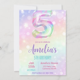 Convite de 5º Aniversário Menina Festa de 5º Anive