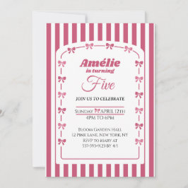 Convite de 5º Aniversário Menina Rosa Blush Vintag