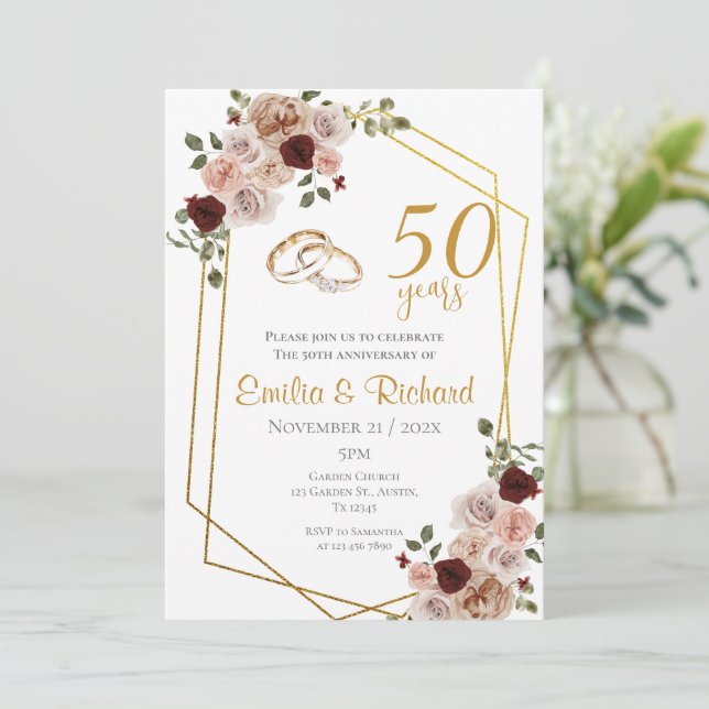 convite de 50º aniversário (Em pé/Frente)