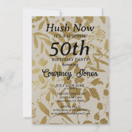 Convite de 50º Aniversário Botânico Marfim Dourado