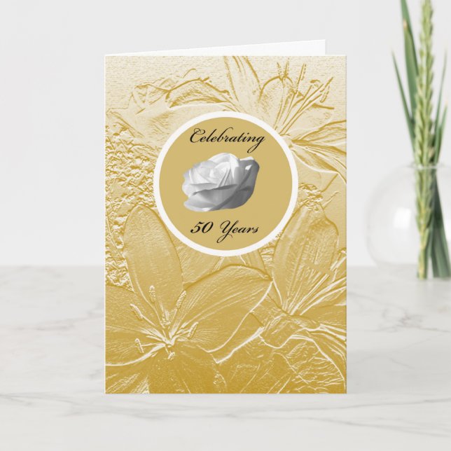 Convite de 50º Aniversário de Casamento -- Dourado (Frente)