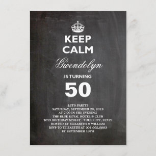 Convite de 50º Aniversário Divertido Chalkboard Ke