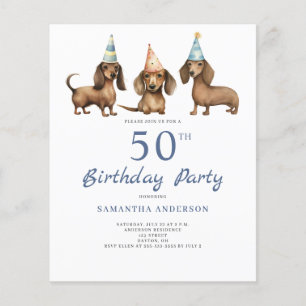 Convite de 50º aniversário do cachorro Dachshund e