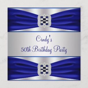 Convite de 50º Aniversário do Diamante Safira Azul