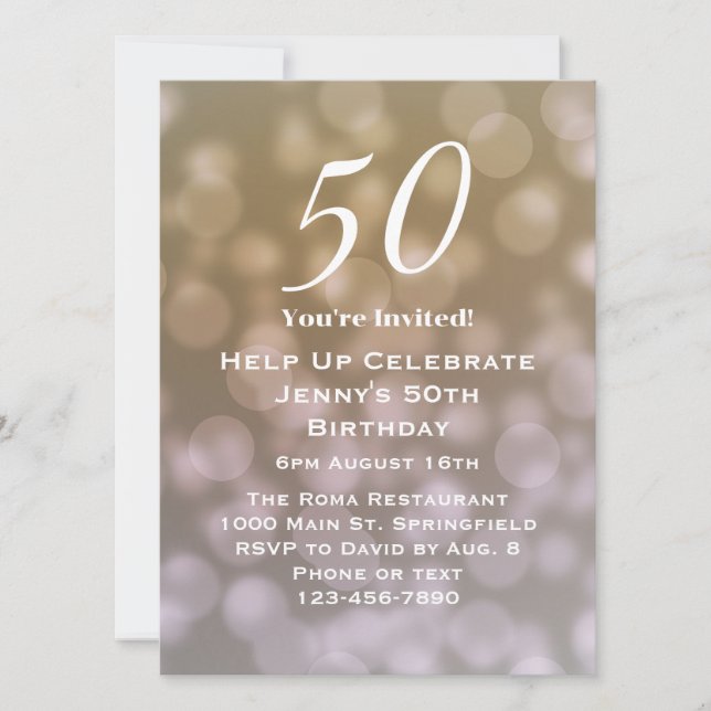 Convite de 50º Aniversário Elegante Para Ela (Frente)
