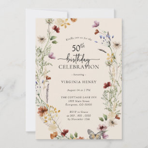 Convite de 50º Aniversário Floral