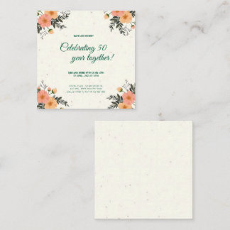 Convite de 50º Aniversário Floral Creme Elegante