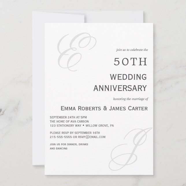 Convite de 50º Aniversário Moderno e Elegante (Frente)