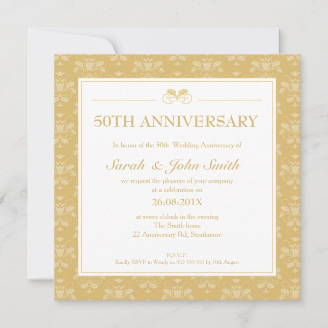Convite de 50º Aniversário Praça Damask (Frente)