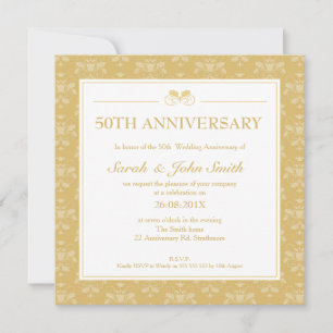 Convite de 50º Aniversário Praça Damask