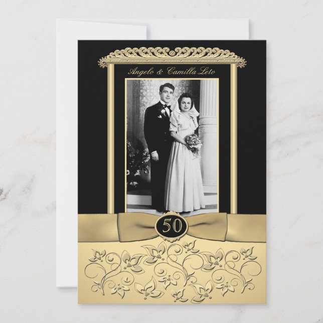Convite de 50 anos com inserção de fotos (Frente)