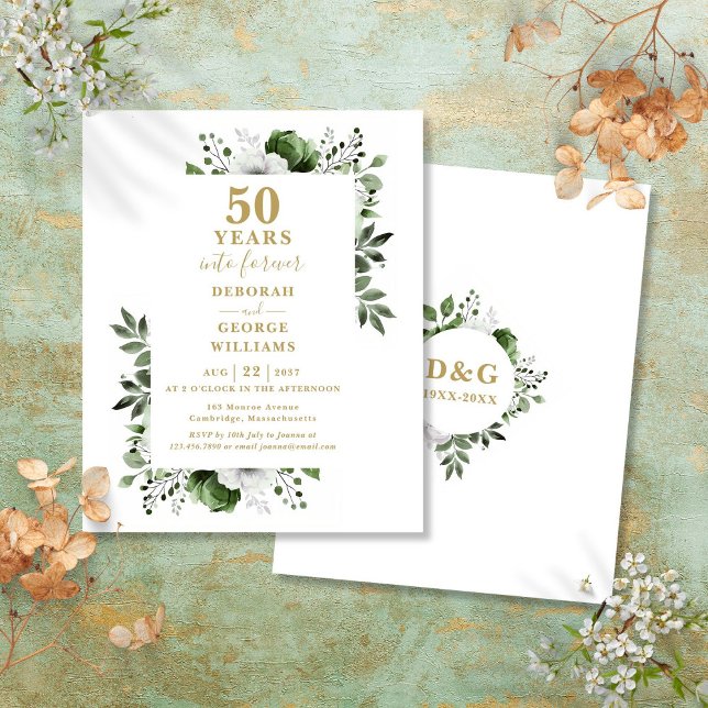 Convite de 50 anos de casamento Dourado no orçamen (Budget Gold 50th Wedding Anniversary Invitation)