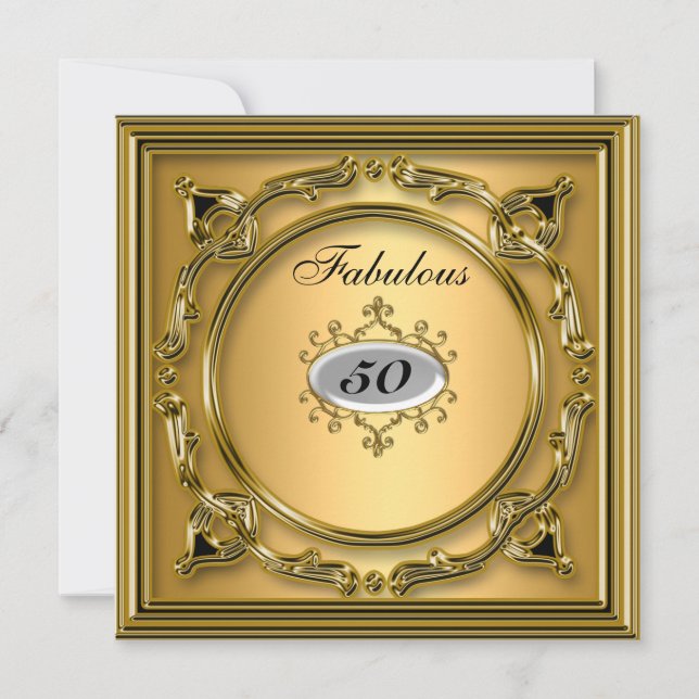 Convite de 50 anos de idade Dourado Quinquagésimo (Frente)