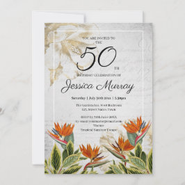 Convite de 50 de aniversário para a Flor Tropical 