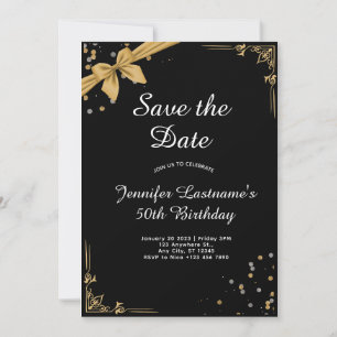 Convite de 50 de aniversário para Elegante Dourado