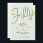 Convite de 50 de aniversário para Script Verde e D<br><div class="desc">Chic Elegant Green e Dourado Script 50th Birthday Invitation Seus convidados saberão que esta será uma festa especial apenas olhando para este convite!</div>