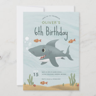 Convite de 6º Aniversário do Menino Tubarão Oceano