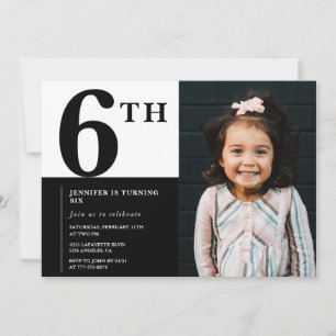 Convite de 6º aniversário elegante Menina Chic Fot