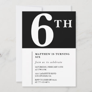 Convite de 6º aniversário elegante Menino Chic Pre